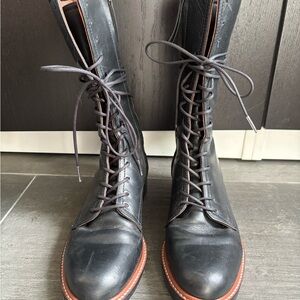 Reformation Black Leather Combat Boots